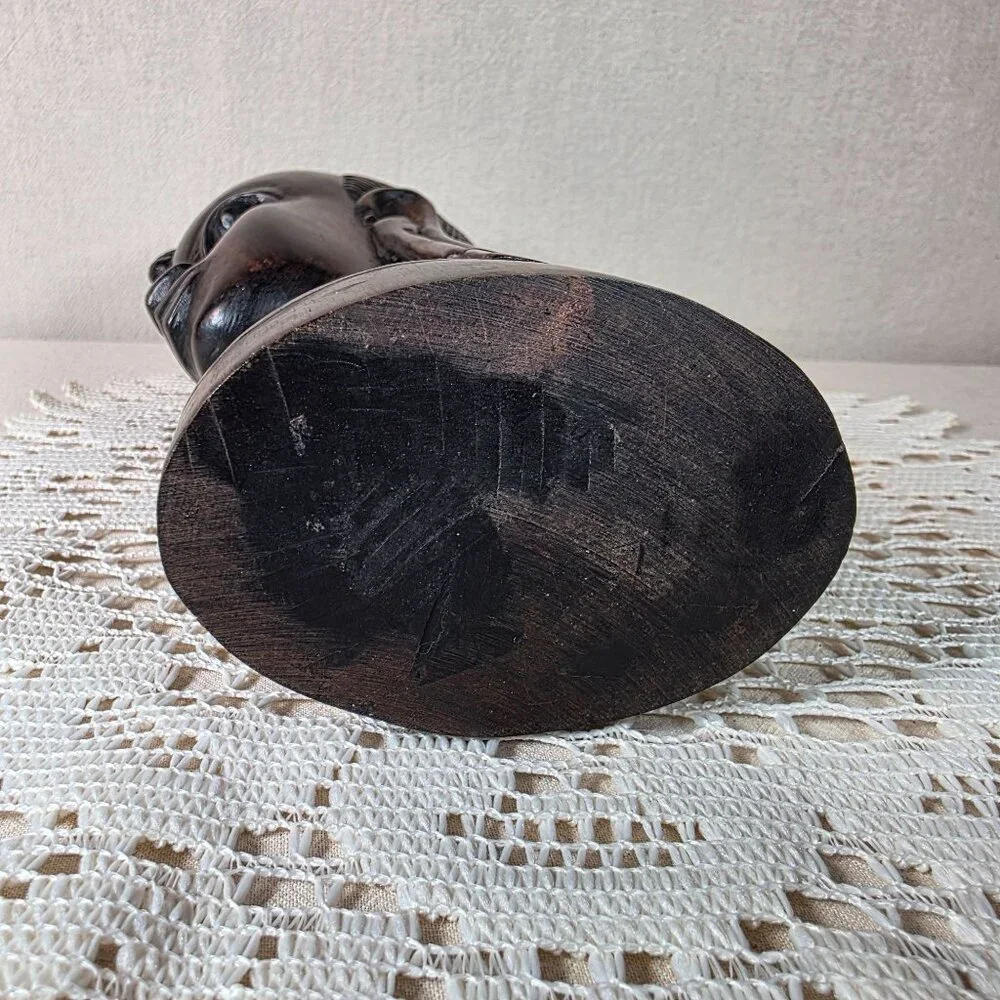 Authentic African Ebony Maasai Tribal Head Sculpture Handcrafted Wooden Art - Picture 8 of 8